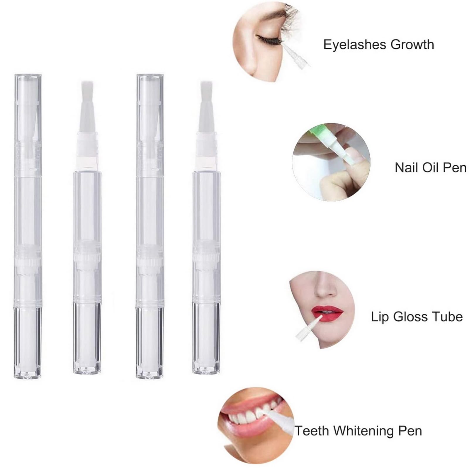 VANANA 20 Pack Transparent Empty Nail Oil Pens with Brush - Refillable Cuticle Oil Applicators for DIY Lip Gloss, Eyelash Serum & Essential Oils | Perfect for Nail Salons, Home Manicures & Travel Beauty Kits