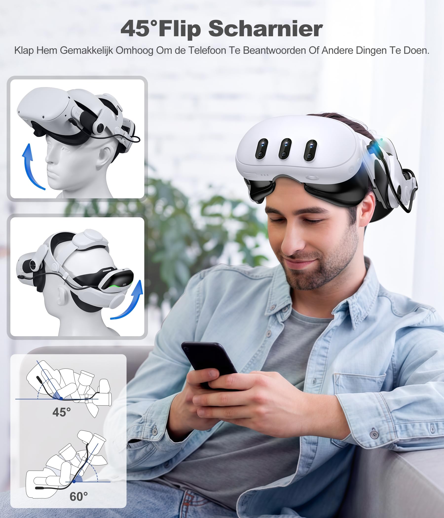 CoguyTech Elite Strap Compatible with Meta Quest 3/Quest 2 - Replacement Comfort Overhead Head Strap for VR Headset with Magnetic Connection & 13400mAh Hot-Swap Power Bank - Reduce Head Pressure for Extended VR Gaming, Fitness, and Movie Watching
