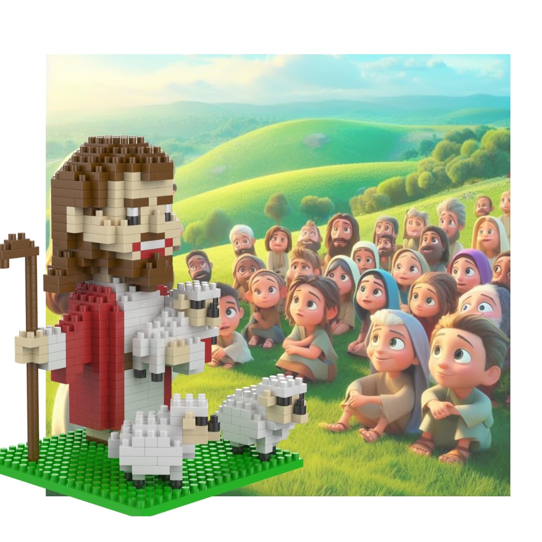 Jesus Christ Building Blocks Set - 589PCS Bible Story The Good Shepherd Mini Figurine, Nativity Christmas Gift for Kids & Adults (Ages 14+), 3.3x3.14x4.44inch - Perfect for Sunday School, Christmas Party Favors & Christian Family Activities