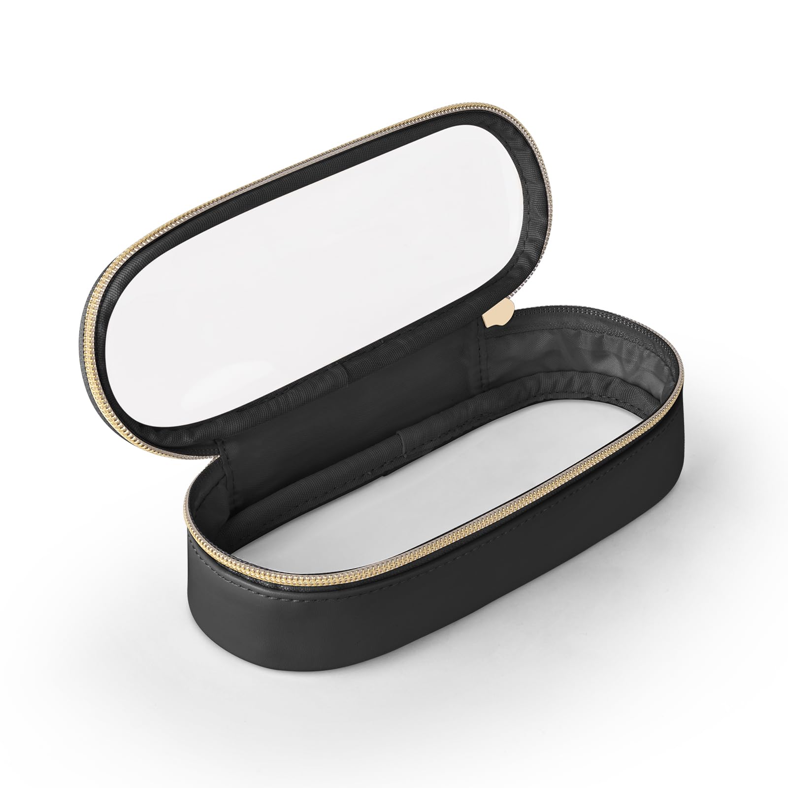 Clear Travel Makeup Brush Holder - Waterproof Leather Cosmetic Case for On-the-Go Beauty