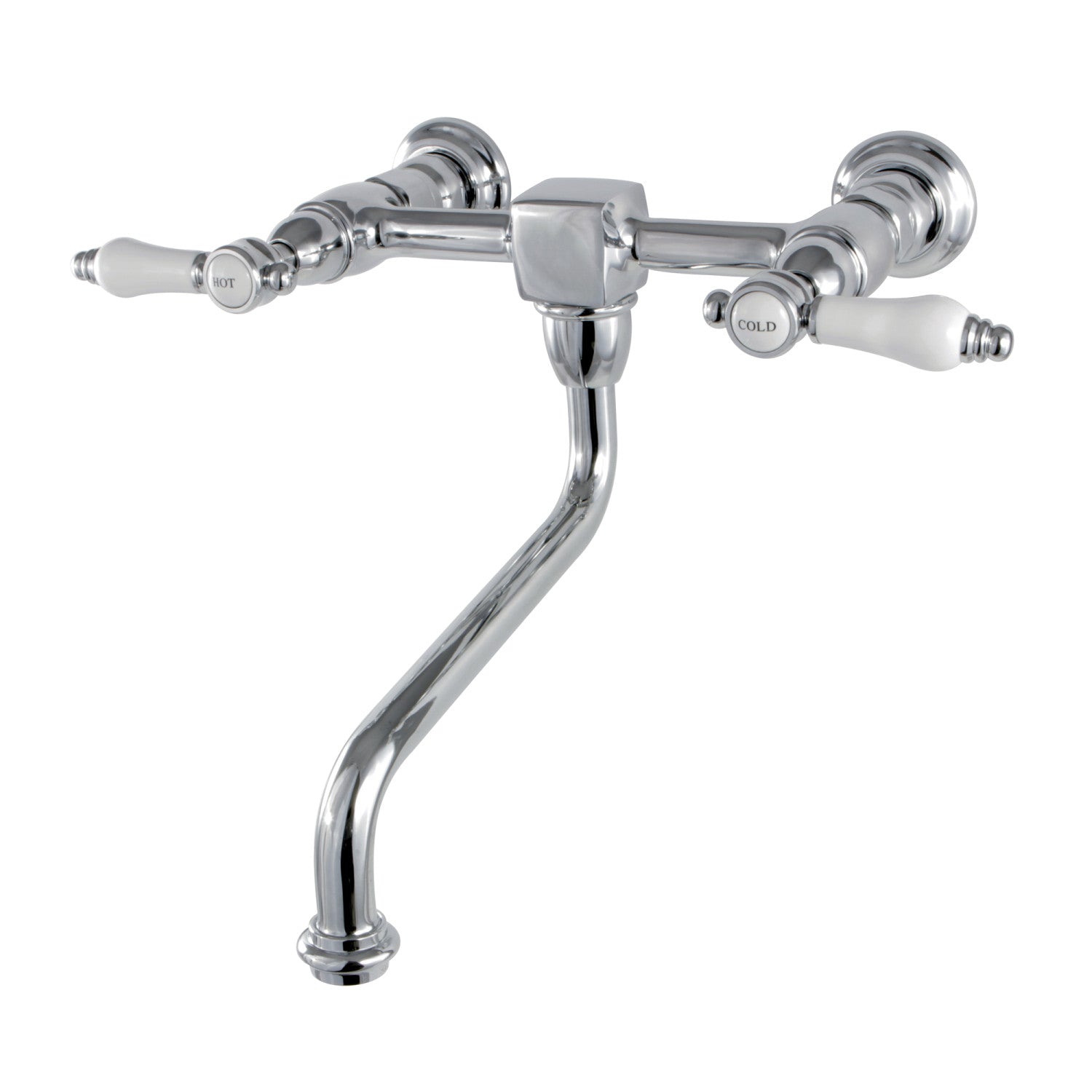 Bel Air KS1211BPL Double Handle 2-Hole Wall Mount Bathroom Faucet in Polished Chrome - Perfect for Modern Bathroom Renovations and Spa-Like Showers