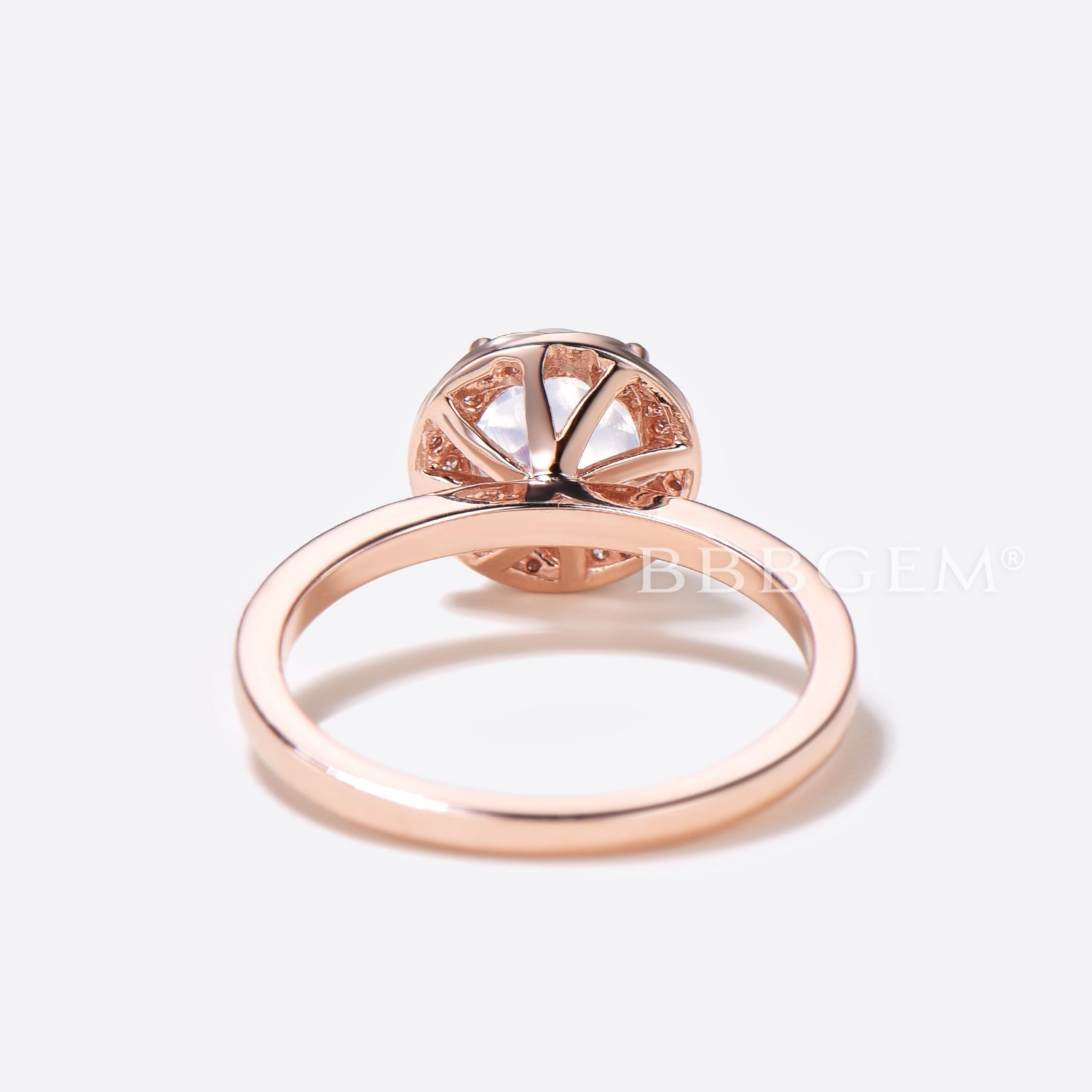 Rose Gold Natural Rainbow Moonstone Engagement Ring with Halo Diamonds - Elegant Wedding Band for Women, Perfect for Proposals, Anniversaries & Bridal Jewelry
