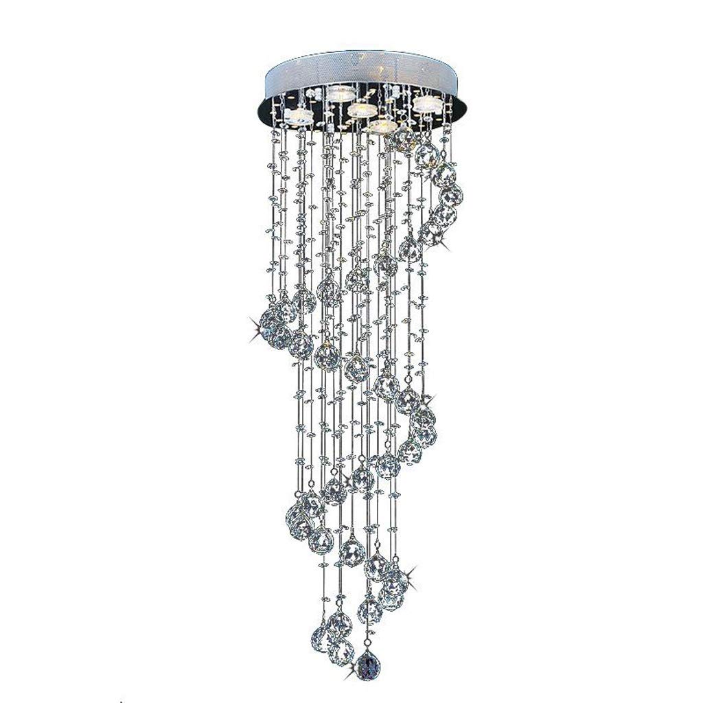 Modern Spiral Rain Drop Crystal Chandelier - 5-Light Ceiling Fixture for Living Room & Hallway (15.75