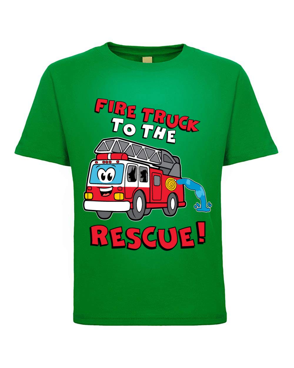 Red Fire Truck Rescue Graphic T-Shirt for Toddlers - Cute Firefighter & Dog Design - Boys Girls Playtime Outfit for Pretend Play & Preschool Activities