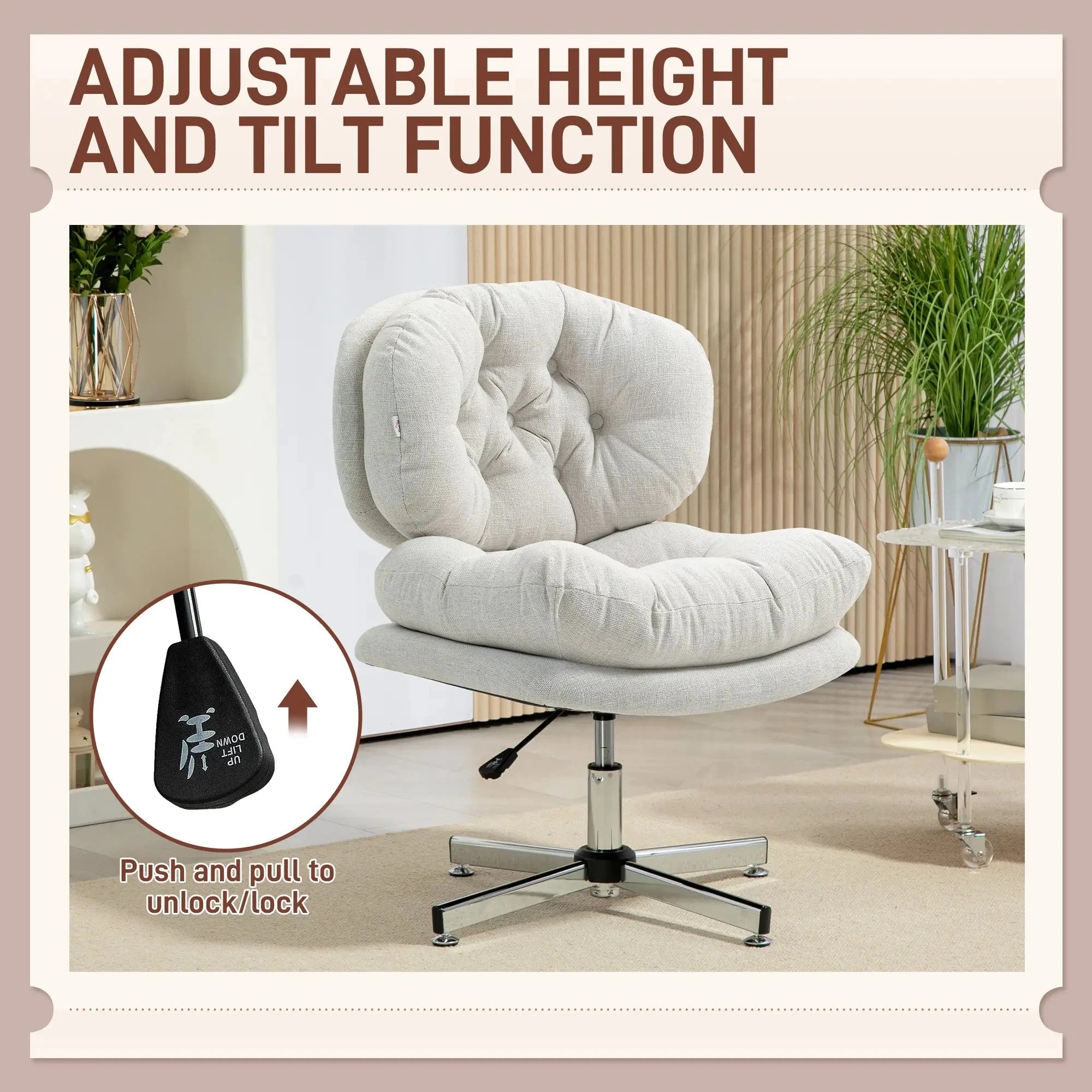 Ergonomic Armless Office Chair with Wide Padded Seat - Adjustable Height Task Chair for Home & Office - Available in Black & Gray - Perfect for Small Spaces, Conference Rooms & Waiting Areas