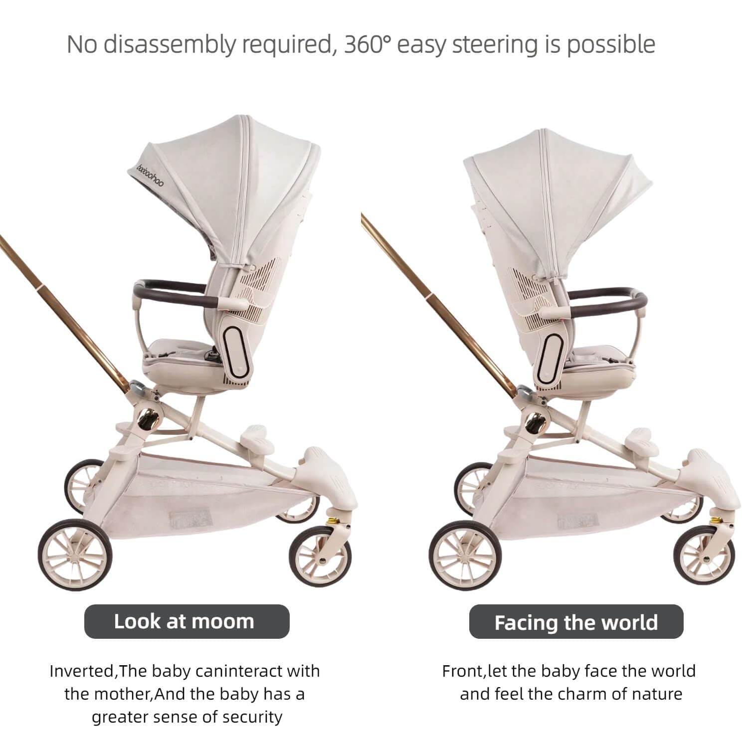 Lightweight Folding Stroller Wagon for Baby & Toddler Travel - 360° Reversible Seat, Adjustable Canopy with Storage Basket | Compact Umbrella Stroller for Airplane, Park, Beach & Shopping Trips