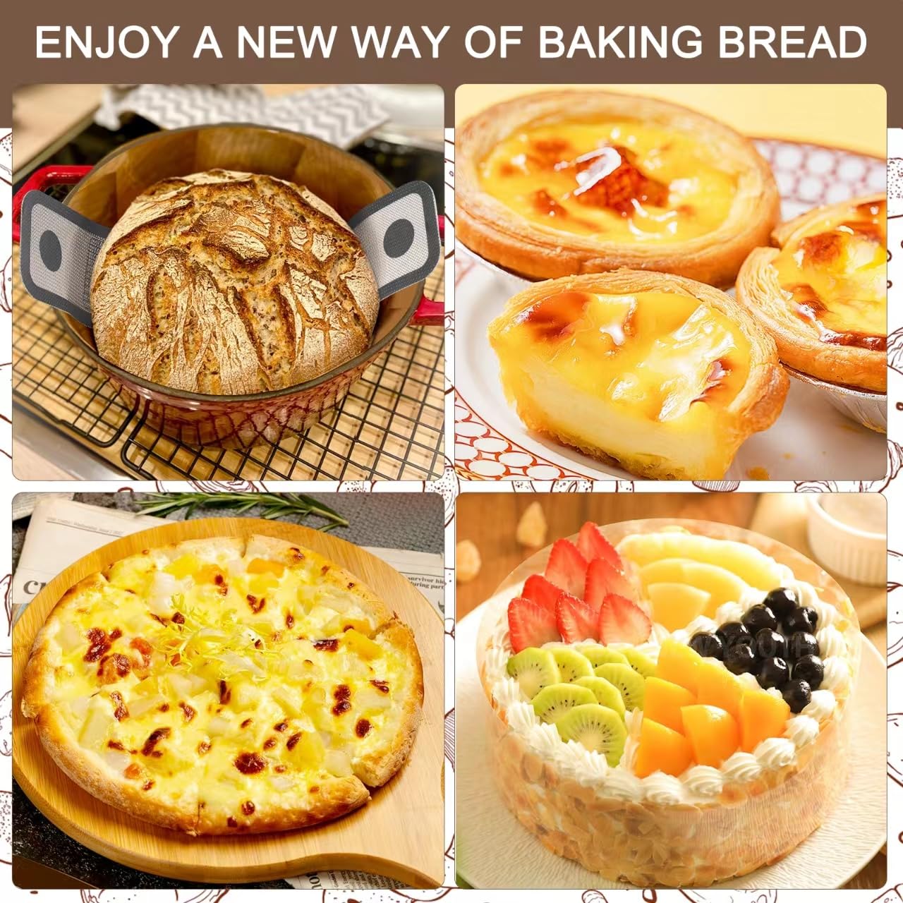 Non-Stick Silicone Bread Sling for Dutch Oven - 2 Pack Oval & Round Baking Mats with Extra Long Handles | Reusable, Easy Clean Bread Transfer Tool for Sourdough Baking | Perfect for Artisan Bread, Homemade Loaves & Dutch Oven Cooking