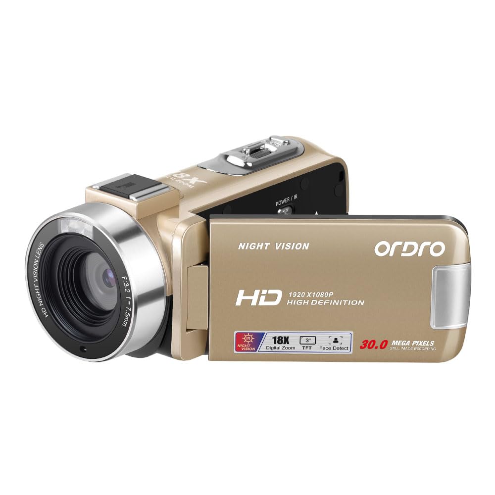 ORDRO B320 Full HD 1080P 30MP Digital Camcorder with IR Night Vision, 3.0
