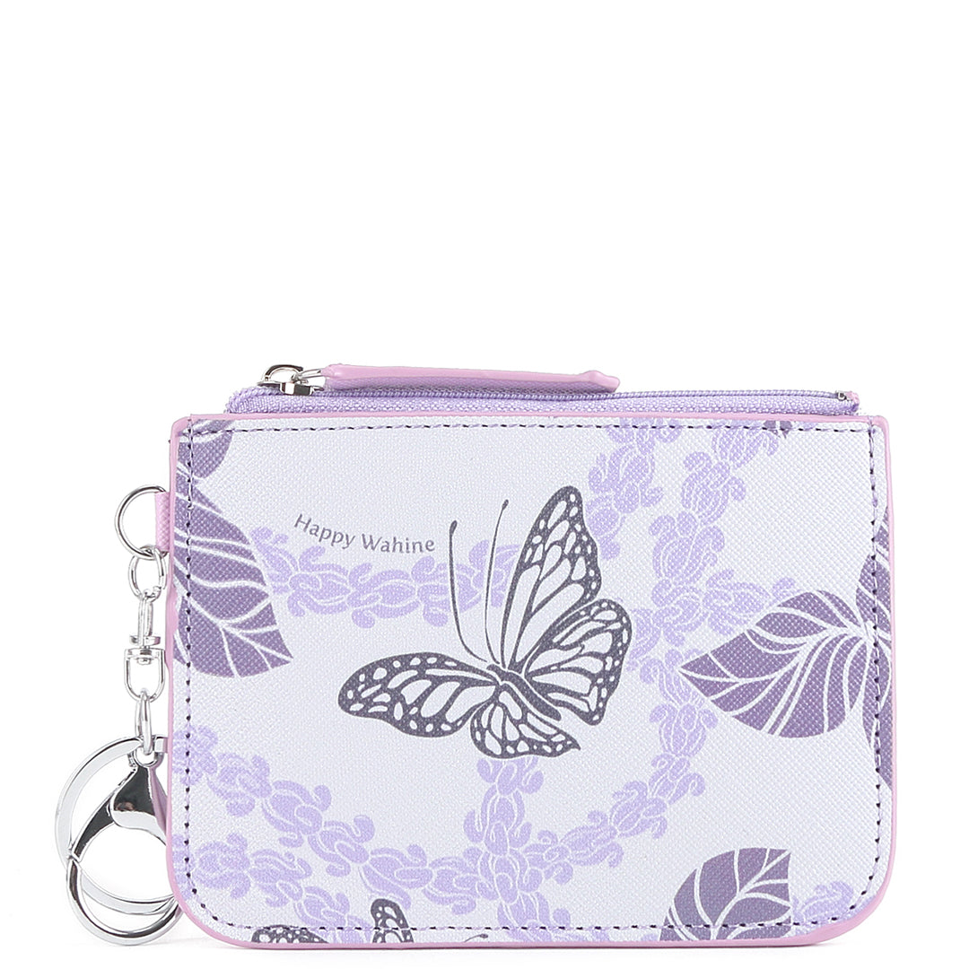 May Crownflower Purple Leather Card Holder - Slim RFID Blocking Wallet for Credit Cards & ID - Perfect for Travel, Business, and Everyday Use