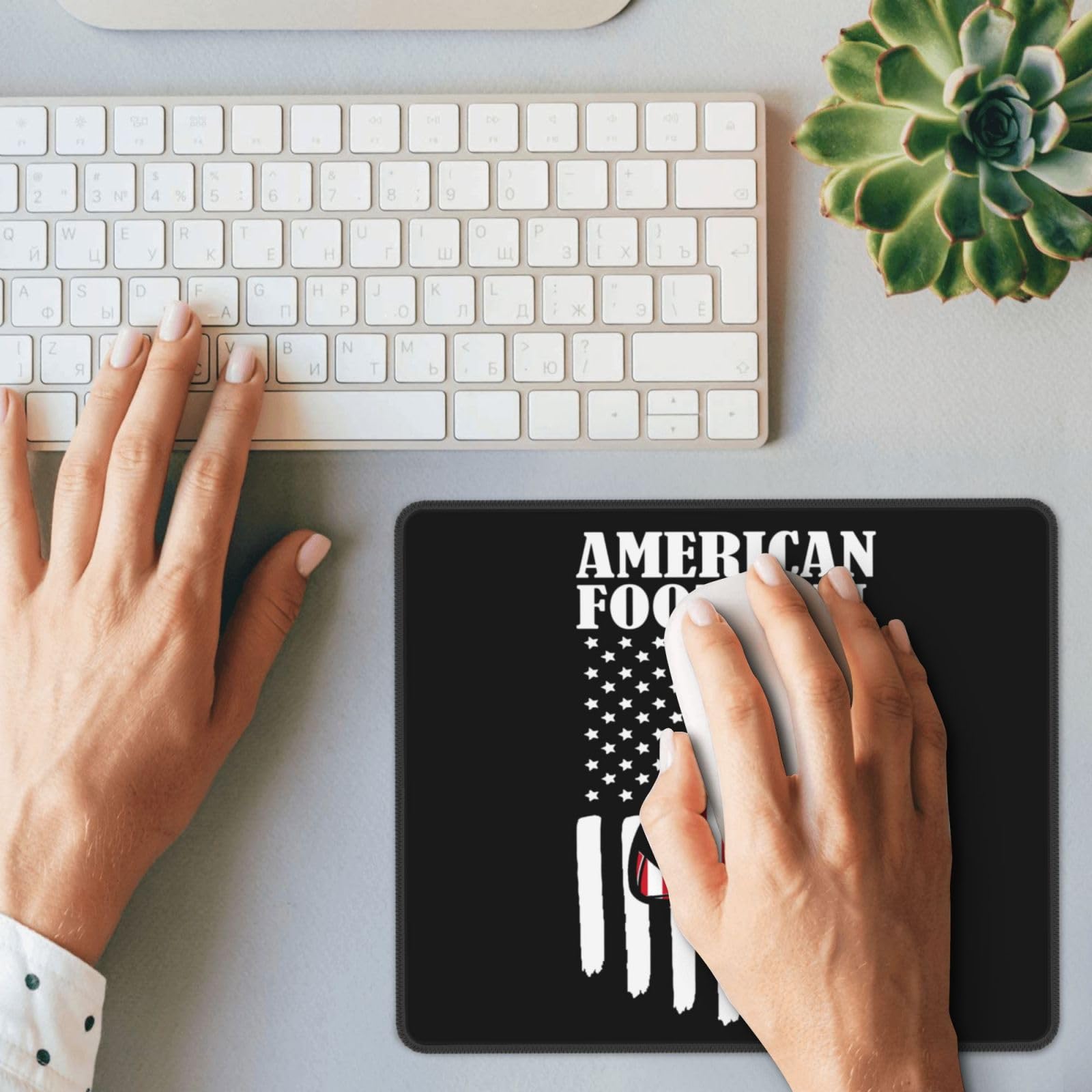 SIYTUAU USA Flag American Football Mouse Pad - Waterproof, Non-Slip Rubber Gaming Mousepad (10x12 inches) for Laptop, Office & PC - Perfect for Sports Fans, Gamers & Workstations