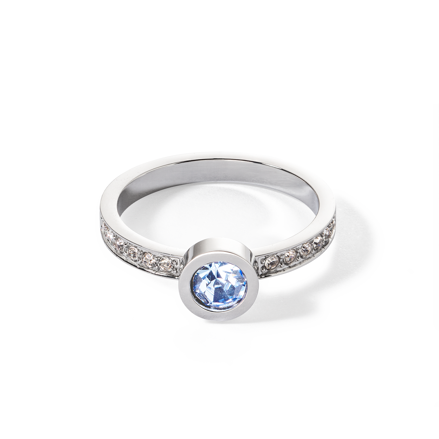 Sparkling Dots Sterling Silver Ring with Light Blue Crystals - Elegant Jewelry for Women, Perfect for Parties, Weddings & Everyday Wear