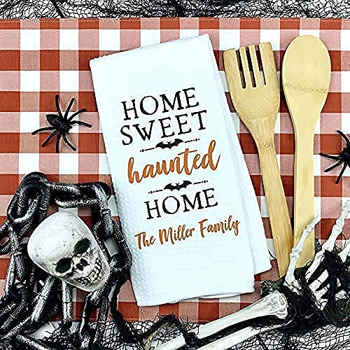 Spooky Halloween Kitchen Towel - Custom Waffle Weave Dish Towel for Haunted House Decor | Personalized Halloween Accessories & Kitchen Decor | Perfect for Halloween Parties, Haunted House Themed Kitchens, and Spooky Home Decor
