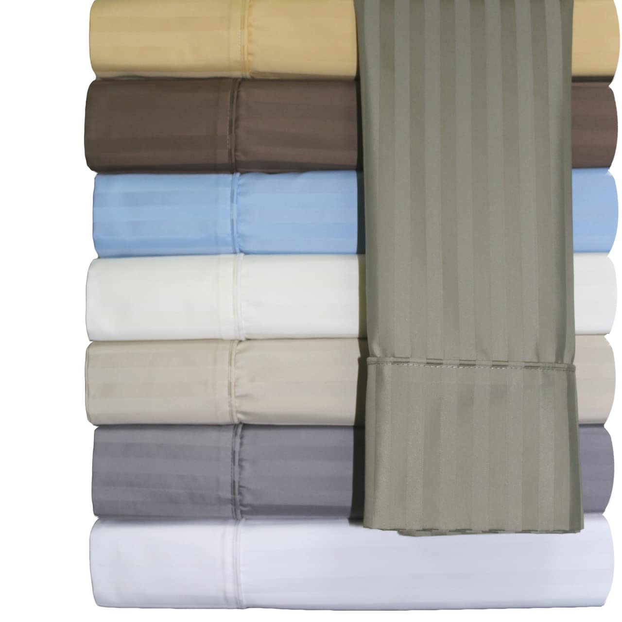 Wrinkle Free 650 Thread Count Cotton Polyester Blend Sheet Set - Striped Deep Pocket California King Size Ivory Bed Sheets | Soft Breathable Bedding for Hotel & Home Use