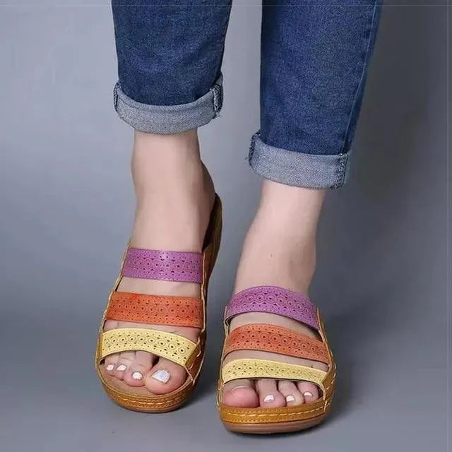 Women's Comfortable Slip On Summer Wedge Sandals - Breathable Casual Shoes for Beach, Vacation & Outdoor Walking