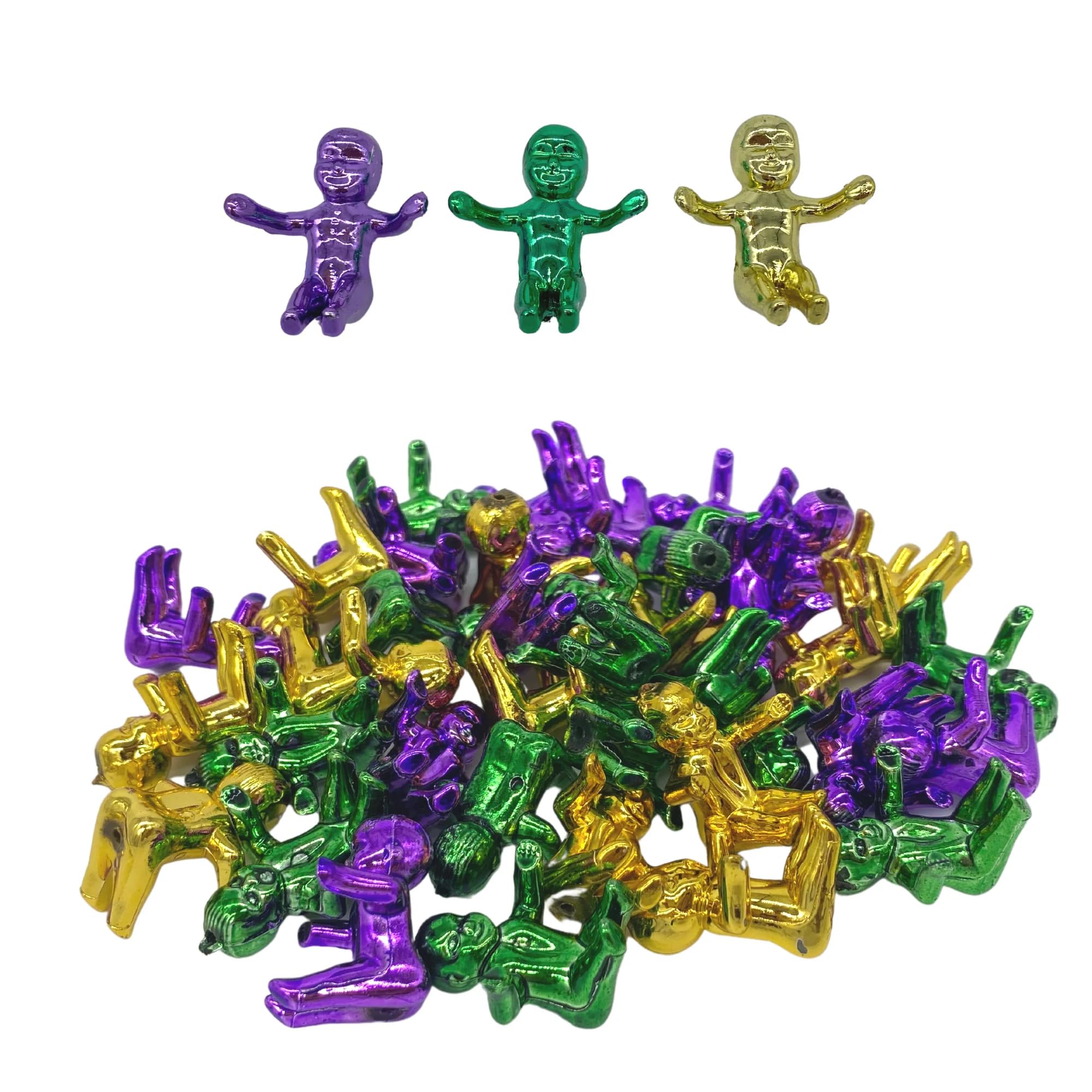 2.5CM Metallic Mardi Gras King Cake Baby Decorations - 36pcs Set for Party Favors, Cake Toppers & Carnival Celebrations