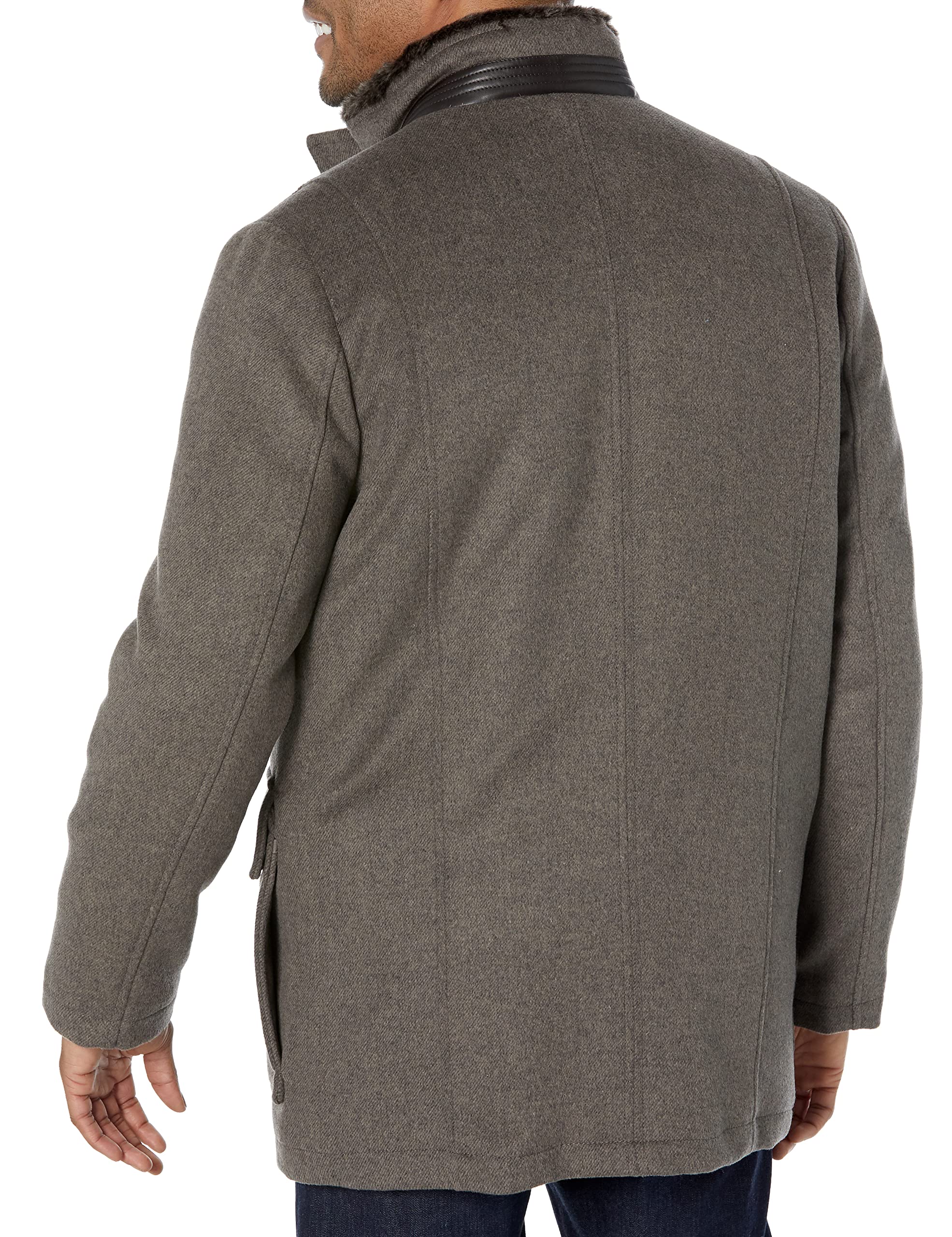 Cole Haan Men's Wool Car Coat - Classic Winter Overcoat for Business & Casual Wear | Water-Resistant Wool Blend Jacket for Commuting, Travel & Outdoor Activities