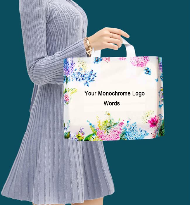 Custom Printed Plastic Bags with Handles - Personalized Logo Merchandise Packaging Bags for T-Shirts, Parties, Retail (50/100/200 Pcs) - Perfect for Branding, Gift Bags & Event Favors