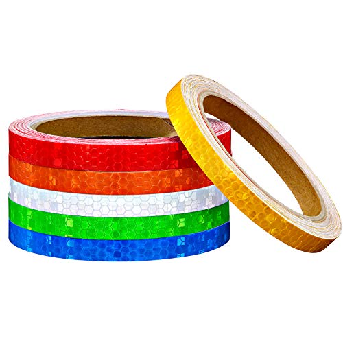 6 Rolls High-Visibility Reflective Safety Tape - 6 Colors (Silver, Blue, Red, Yellow, Orange, Green) for Night Visibility, 0.4