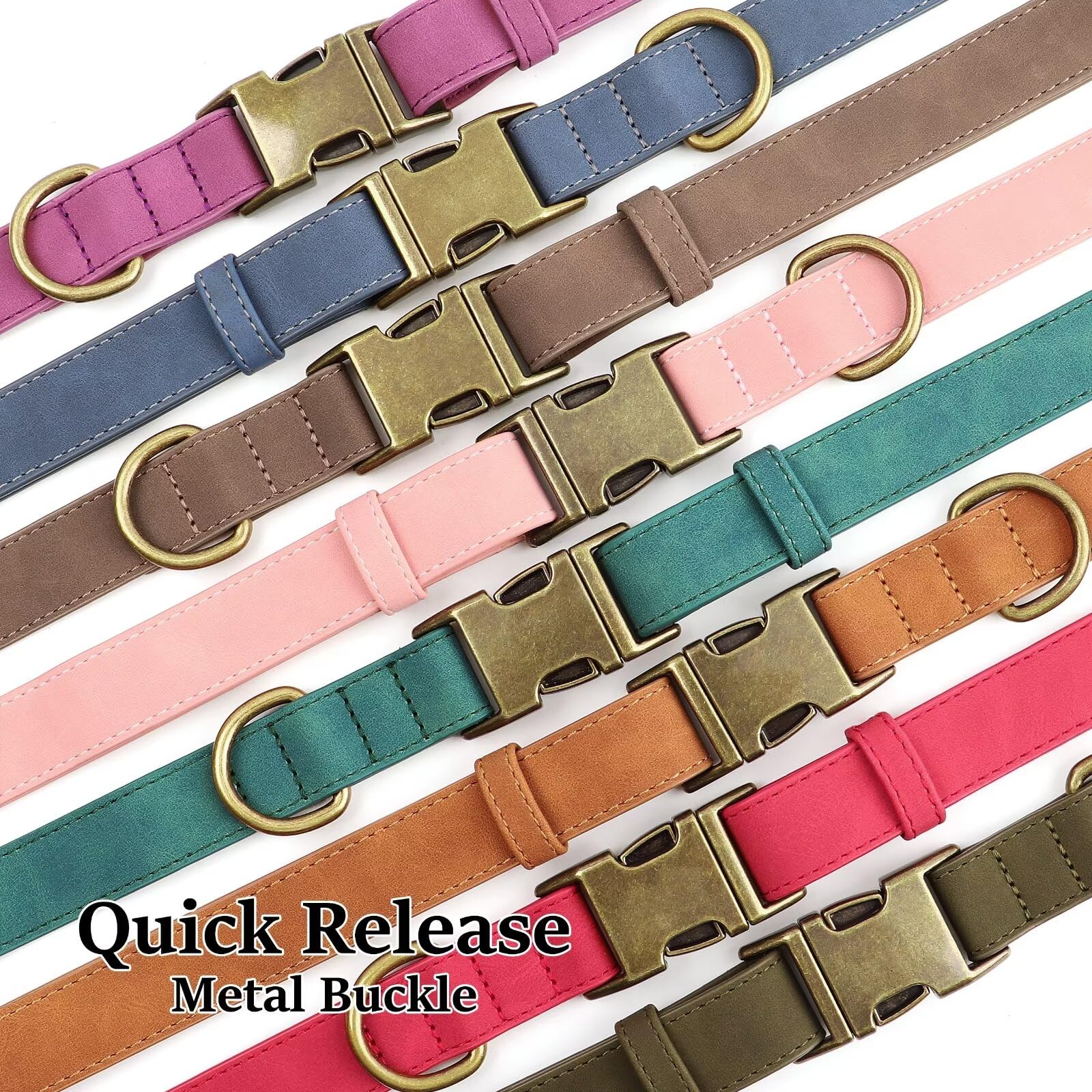 Premium Soft Faux Leather Dog Collar - Heavy Duty Adjustable Pet Collar with Quick Release Metal Buckle for Small Medium Dogs (Brown, Size S) | Perfect for Daily Walks, Training & Outdoor Adventures