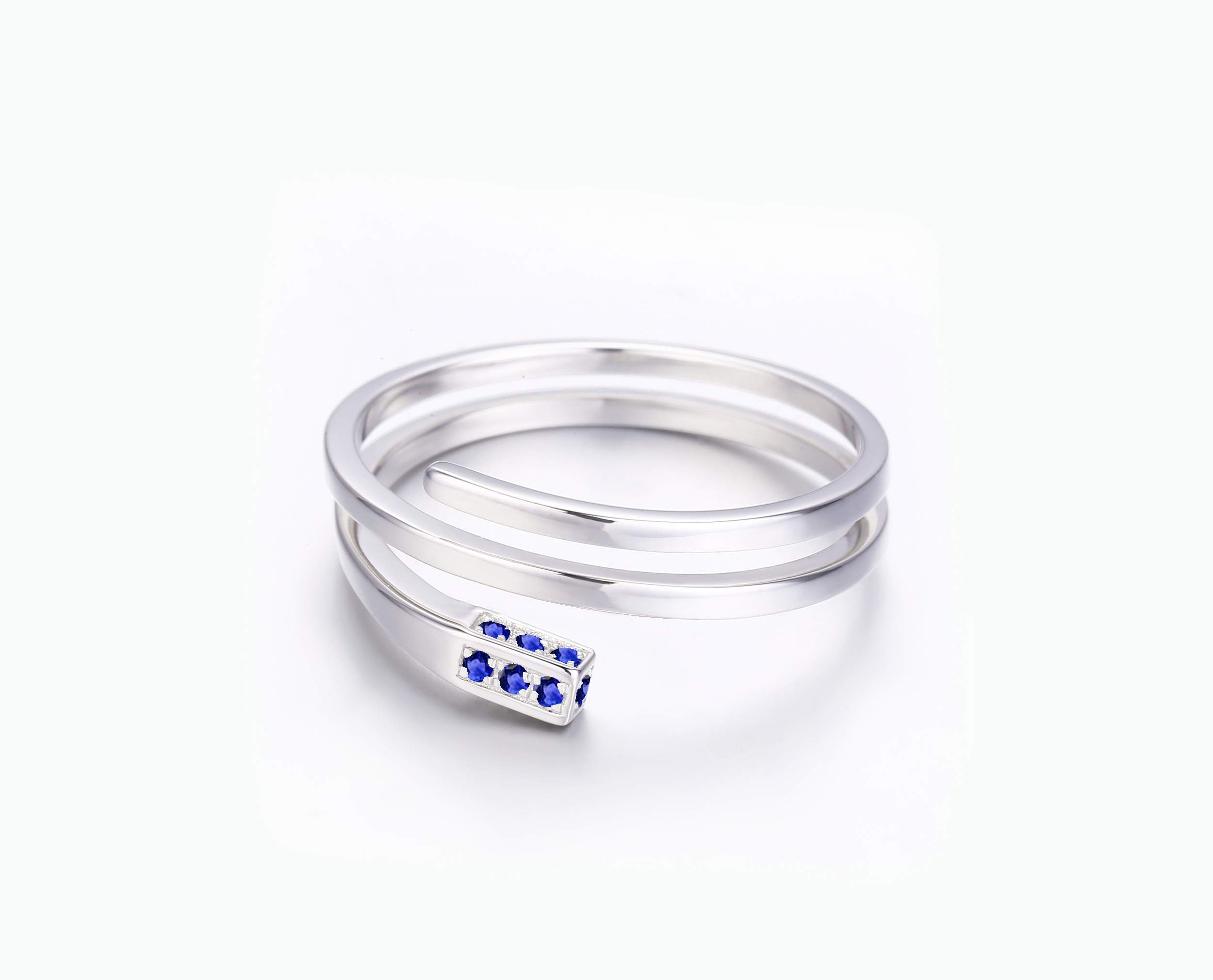 14K White Gold Rectangle Sapphire Engagement Ring - Minimalist Wedding Band, Handmade September Birthstone Promise Ring for Women | Perfect for Proposals, Anniversaries & Everyday Elegance