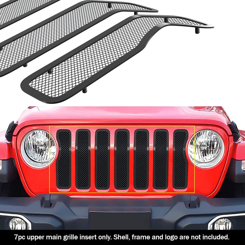 Premium Stainless Steel Black Mesh Grille Insert for 2020-2021 Jeep Gladiator | Durable Upper Grille Replacement N19-H54057J | Off-Road & Street Style Upgrade