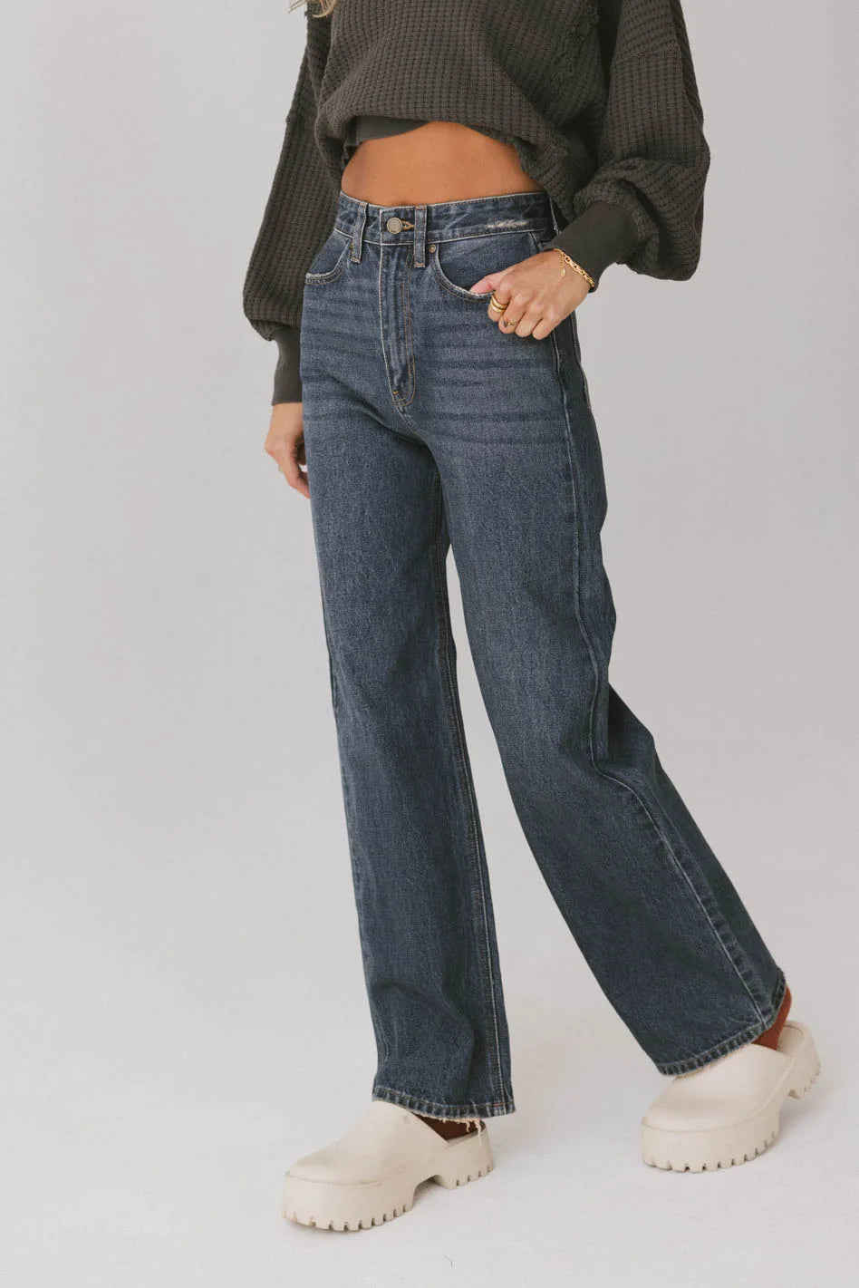 Emiliano Women's Wide Leg Jeans - Dark Wash Denim Pants for Casual & Chic Outfits | Perfect for Everyday Wear, Office & Weekend Looks | FINAL SALE