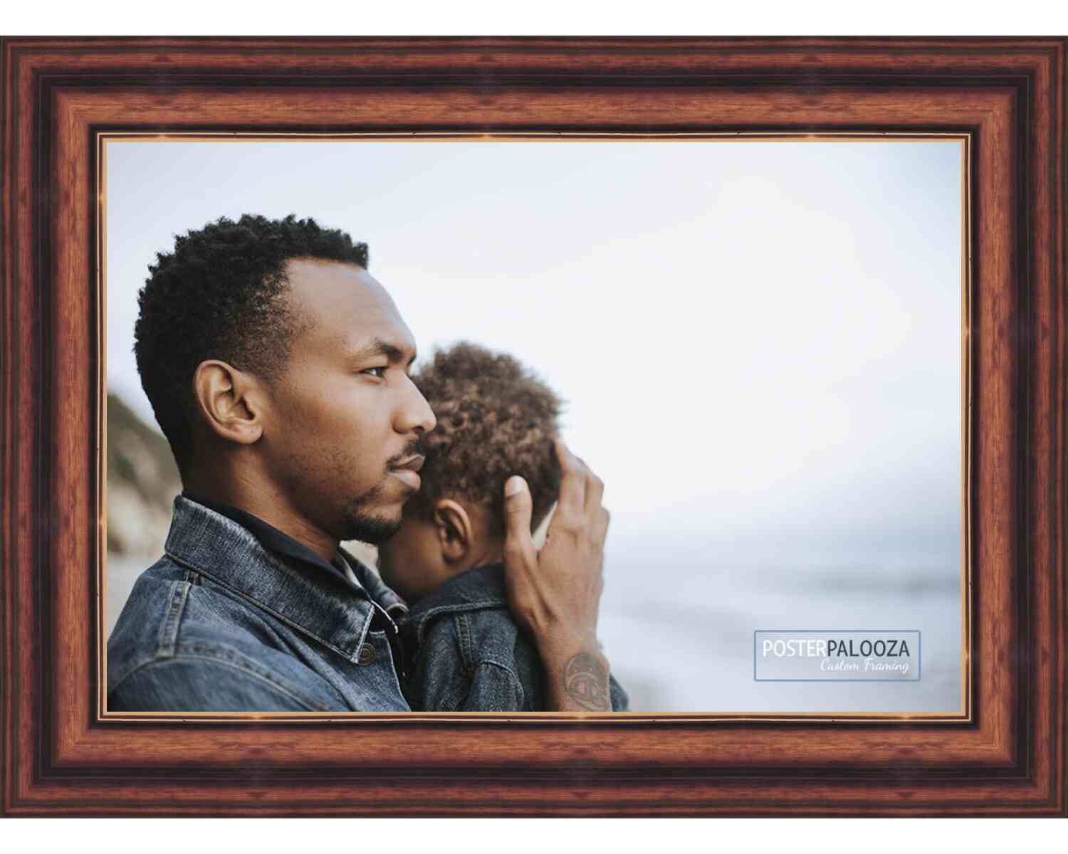 16x24 Traditional Walnut Wood Picture Frame with UV Acrylic & Foam Board Backing - Complete Hanging Hardware Included - Perfect for Posters, Artwork, and Home Decor Display