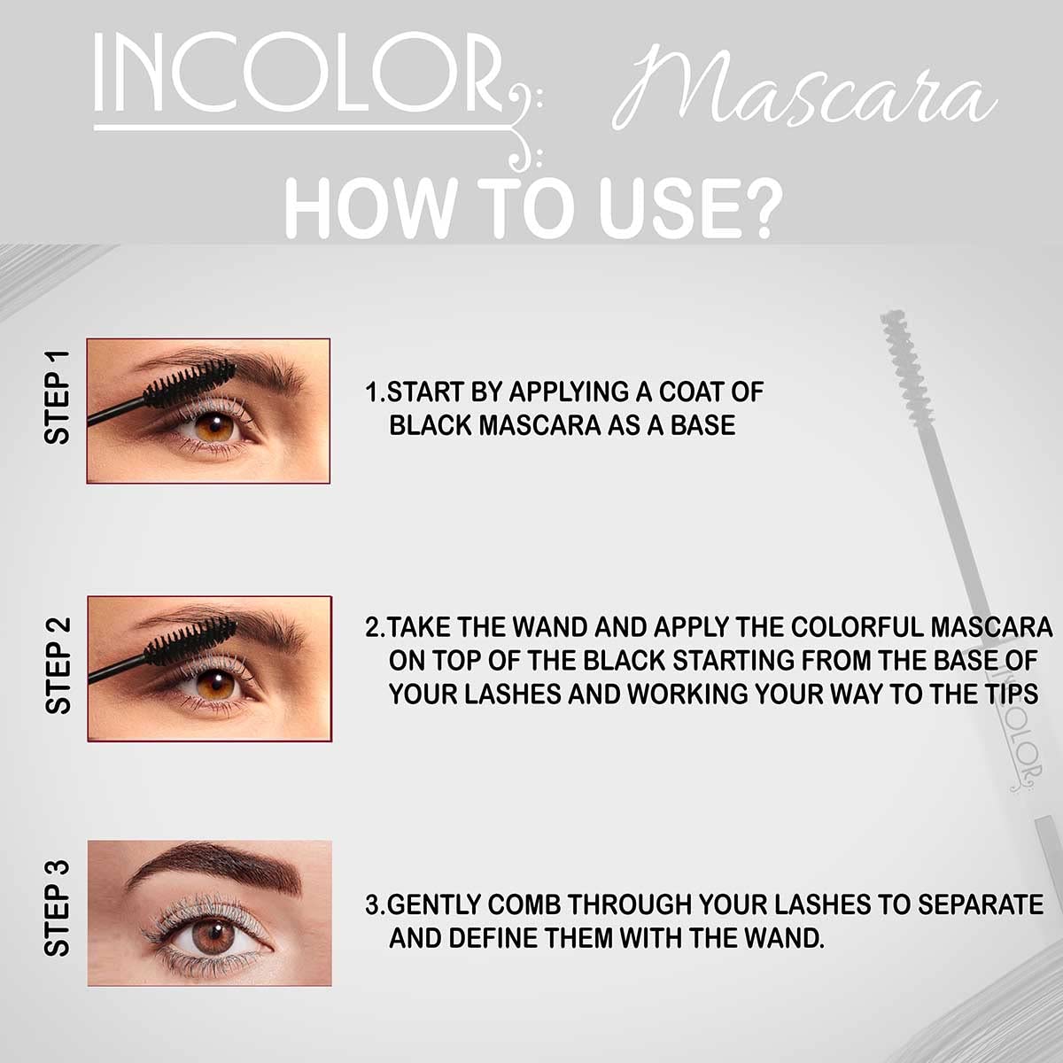 INCOLOR Lightweight Colorful Natural Mascara - Smudge Proof & Long Lasting Eye Makeup (Milky White, 6ml) for Everyday Wear & Professional Makeup Artists | Perfect for Daytime Office Look & Evening Parties