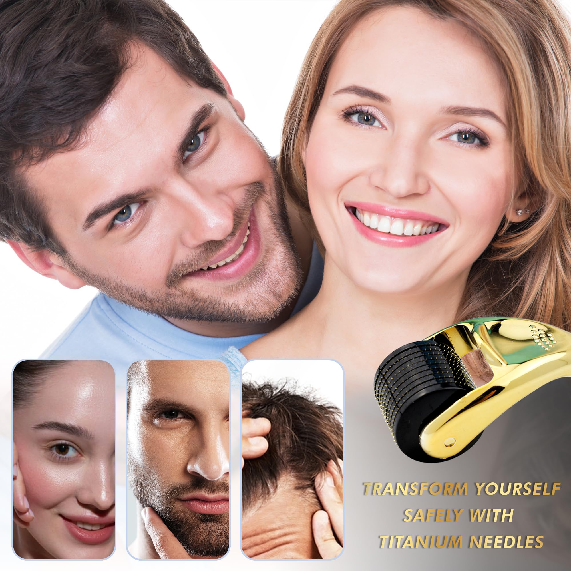 Professional 0.25mm Titanium Derma Roller for Face, Beard & Hair Growth - Microneedling Skin Care Tool for Men & Women - Perfect for Anti-Aging, Wrinkles & Hair Regrowth at Home