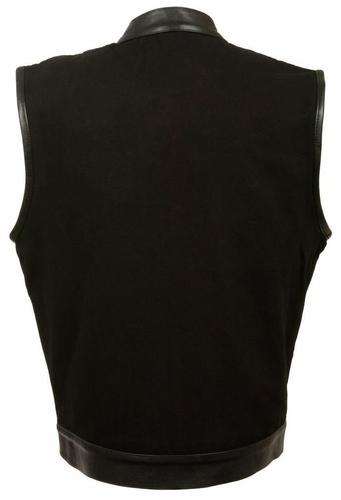 Men's Black Snap Button Lightweight Denim Biker Vest with 2 Gun Pockets - Sizes S-12XL | Motorcycle Riding, Casual Outfit, Streetwear Fashion