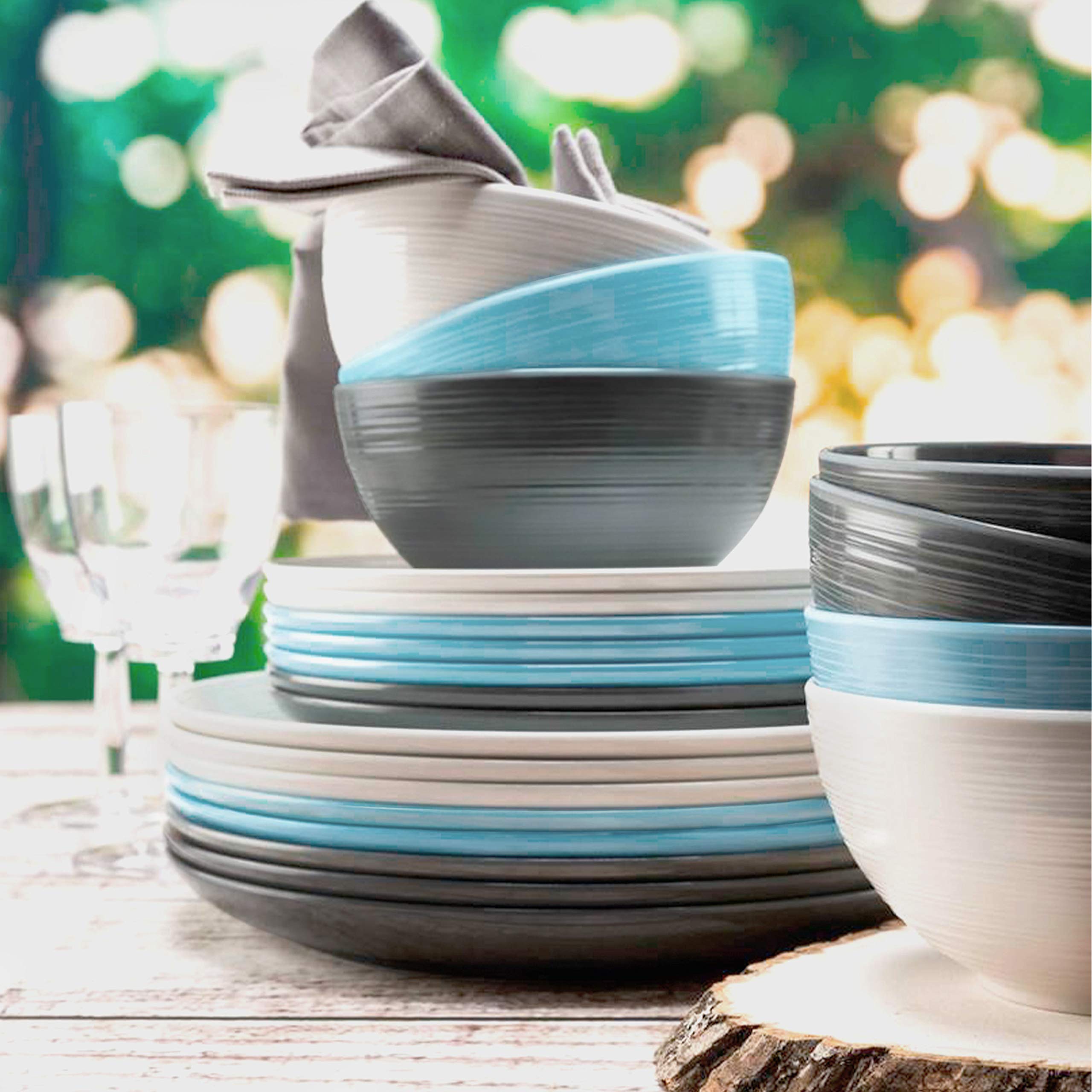 Zak Designs 12-Piece Melamine Dinnerware Set - White Durable Plastic Plates & Bowls for 4 People | Shatterproof & Lightweight for Outdoor Dining, Picnics, Camping & Everyday Use