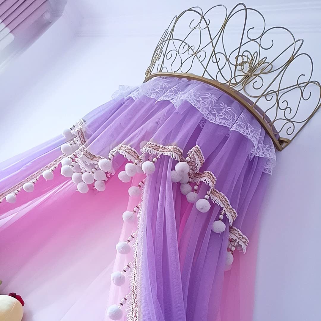 XWSM Princess Bed Canopy with Star Lights for Girls - Double Layer Mesh Dreamy Bedding | Nursery Decor for Baby Crib & Kids Bed | Perfect for Birthday Gifts, Bedroom Makeover & Fairy Tale Theme Parties