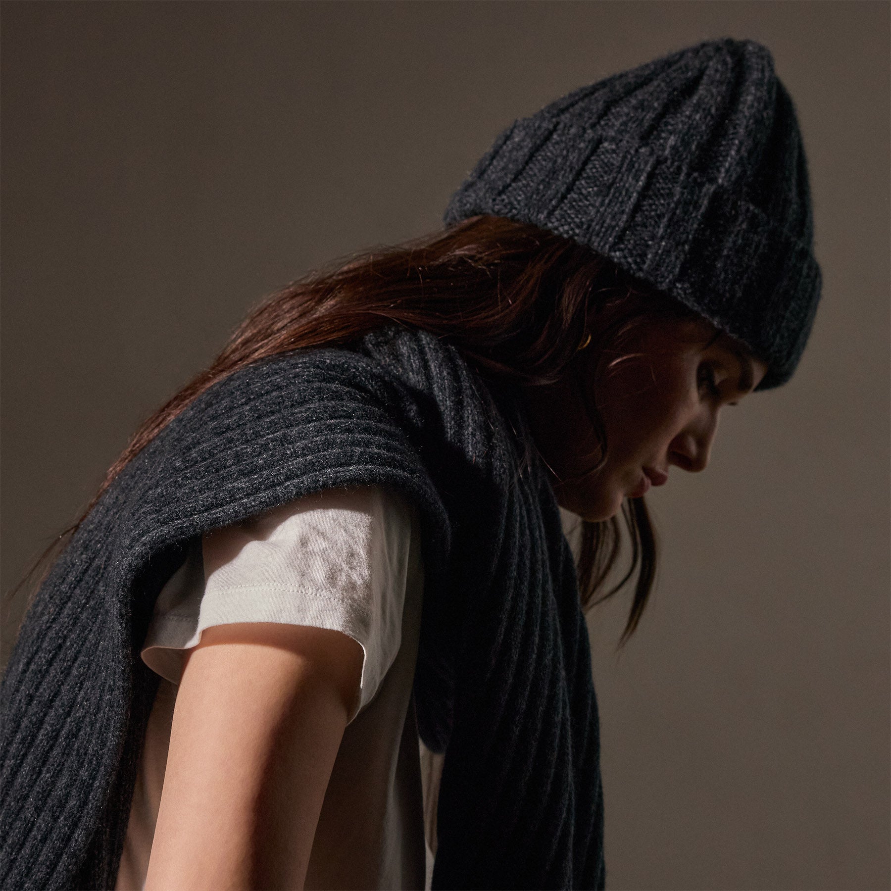 Eco-Friendly Recycled Cashmere Marled Scarves - Soft & Warm Charcoal Marl Wrap for Women & Men | Perfect for Winter Fashion, Travel & Gift Giving