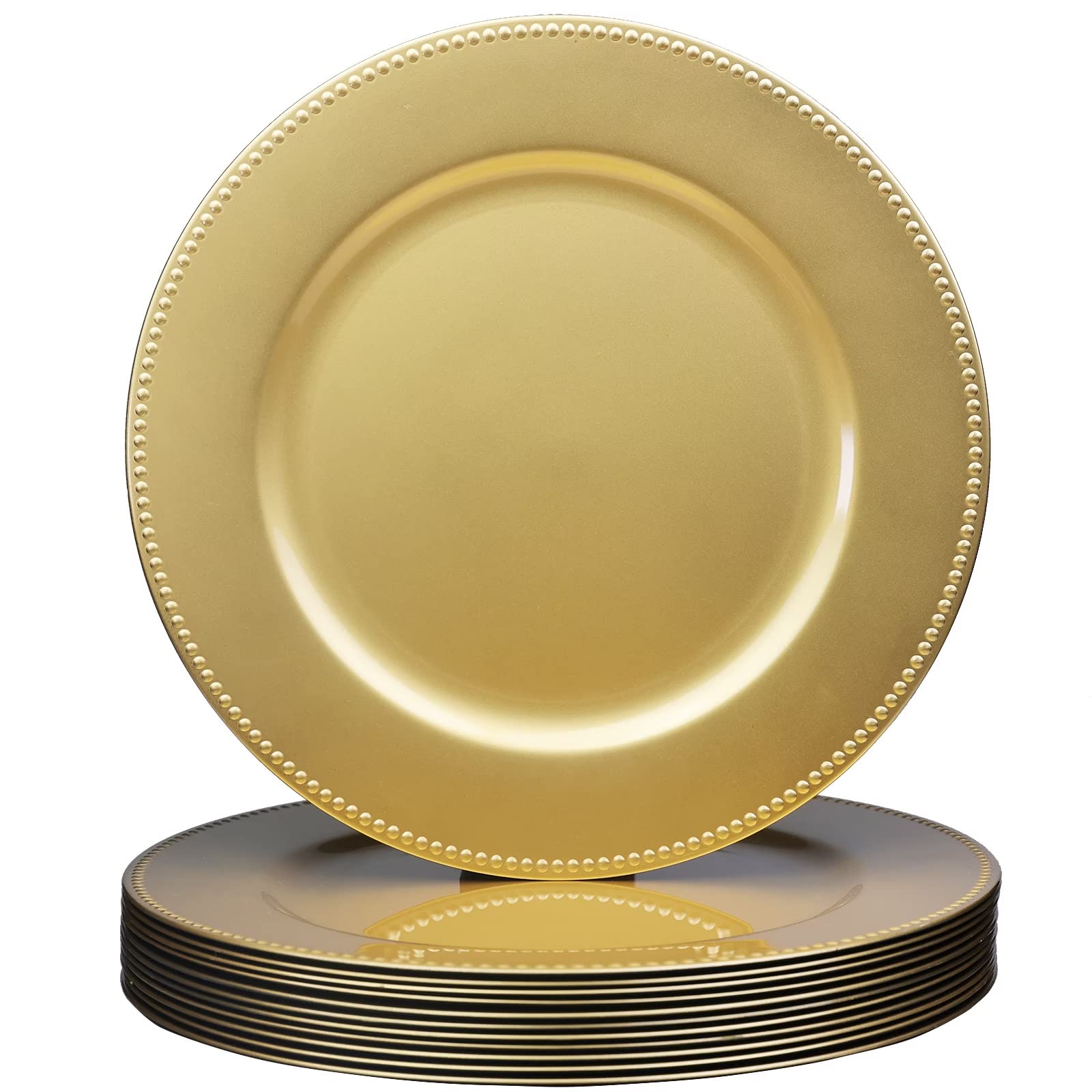 12-Pack Gold Beaded Charger Plates - 13