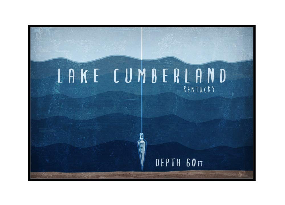 Lake Cumberland Kentucky Framed Canvas Print - 36x24 Lake Depth Map Wall Art for Home & Office Decor | Perfect for Lake Houses, Cabins & Outdoor Enthusiasts