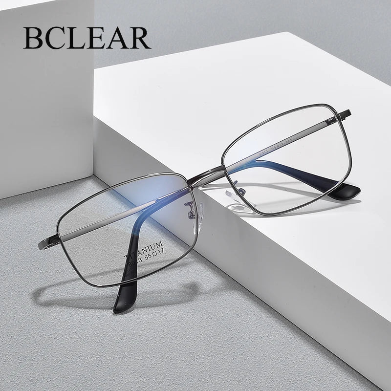 Bclear Women's Full Rim Square Titanium Eyeglasses Frame 48013 - Lightweight & Durable Eyewear for Work, Reading & Fashion
