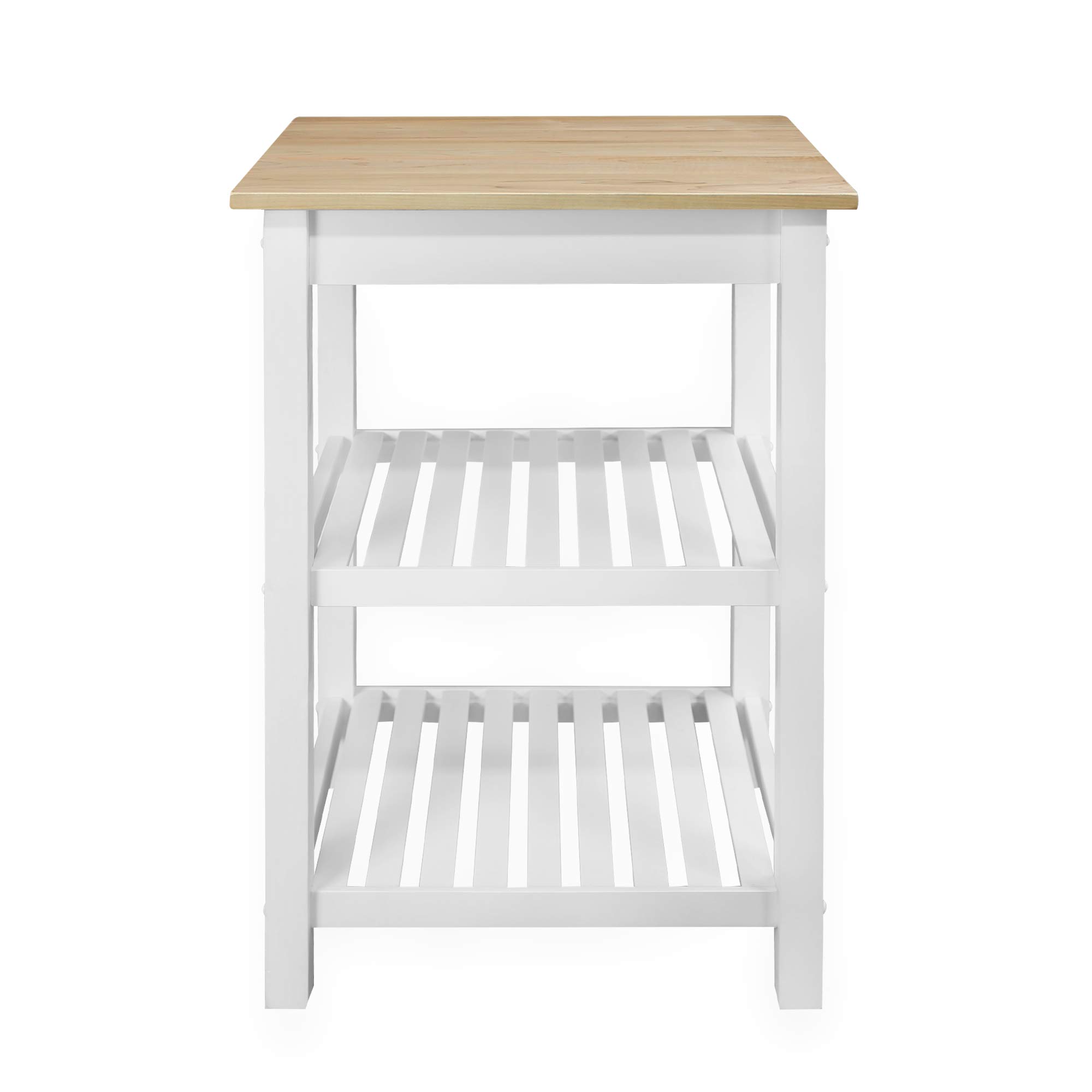 Casual Home Sunrise Small Kitchen Island with Solid Harvest Hardwood Top - 22.75 Inch Wide in Natural & White - Perfect for Small Kitchens, Breakfast Nooks, and Extra Counter Space