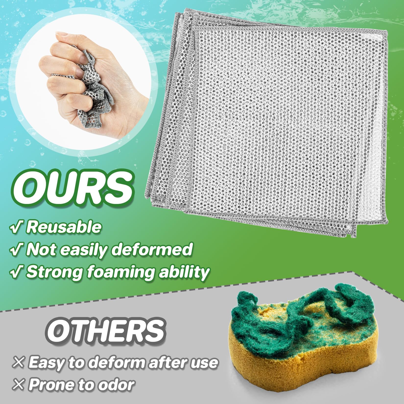 MAQIHAN Stainless Steel Scrubber - 8 Pack Multipurpose Non-Scratch Dish Cleaning Pads for Kitchen & Bathroom | Safe for Pots, Pans, Sinks, Ovens & Grills | Perfect for Tough Grease & Stubborn Stains | Wet & Dry Use for Deep Cleaning