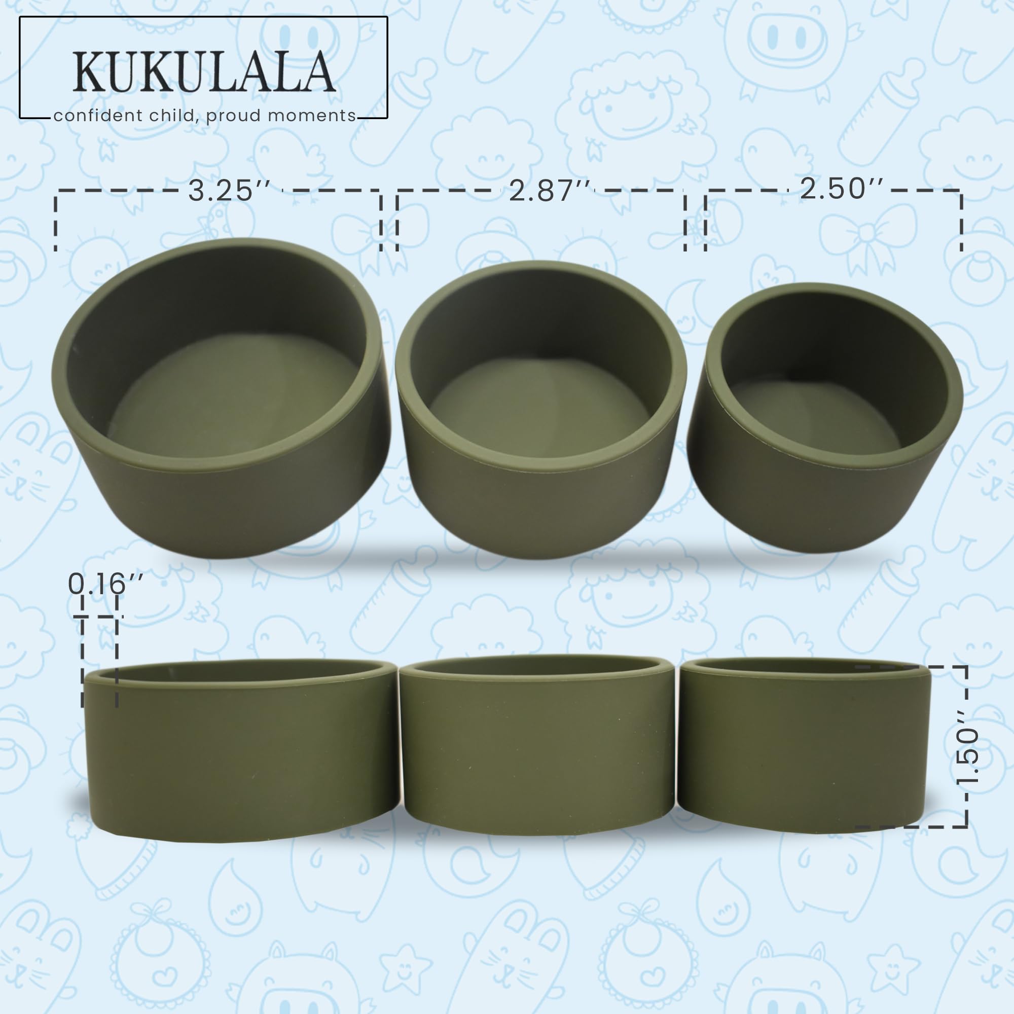 Stay Put Suction Cups - Silicone Small Bowls for Baby, Toddler, Snacks & Small Item Storage (Olive Green) | Microwave & Dishwasher Safe | Perfect for Highchair Trays, Travel & Kitchen Organization
