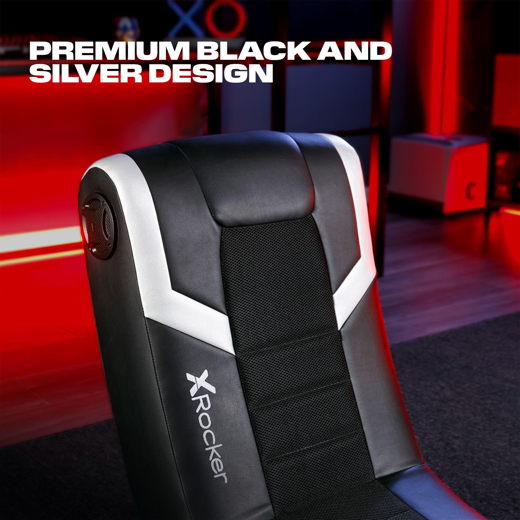 X Rocker Video Gaming Floor Rocker Chair with Built-in Speakers | Foldable Ergonomic Design for Bedroom & Game Room | Perfect Gaming Gift for Boys, Girls & Teens Ages 5-17 | Ideal for Console Gaming, Movie Nights & Relaxation