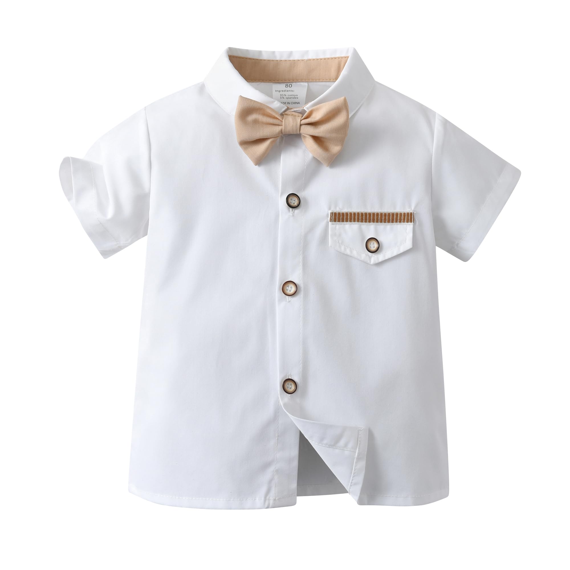 Boarnseorl Baby Boys Gentleman Outfits - Stylish Shorts Sets with Shirt, Bow Tie & Suspenders for Infants | Perfect for Photoshoots, Parties & Special Occasions