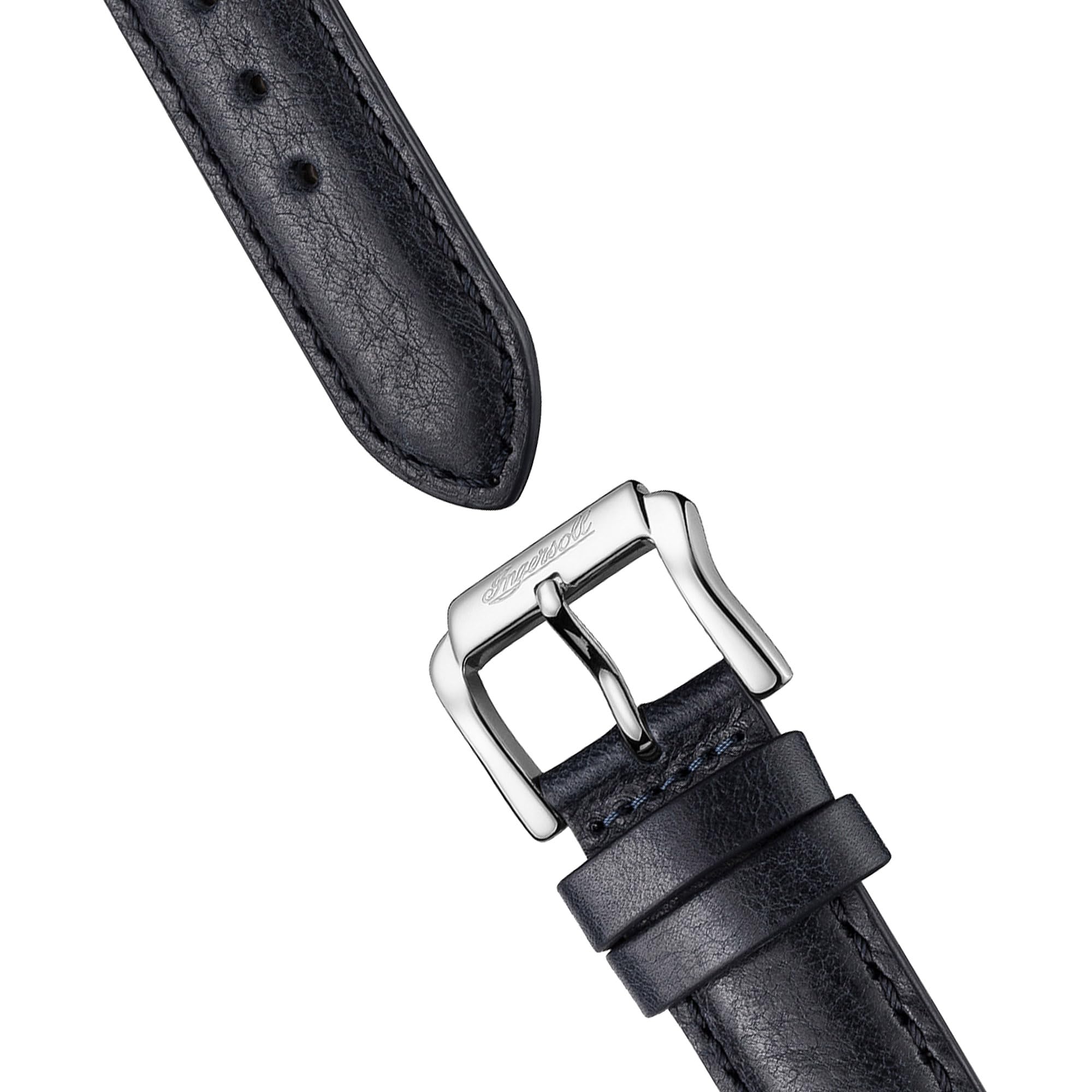 Ingersoll The Jazz Men's 42mm Automatic Moonphase Watch - Silver Skeleton Dial & Genuine Blue Leather Strap I07702 - Perfect for Formal Events, Business Meetings & Luxury Gift Giving