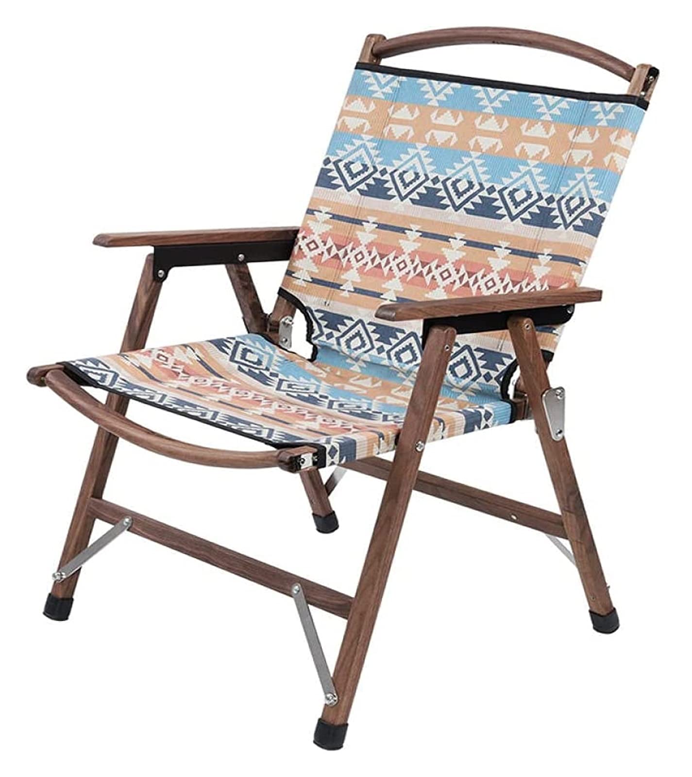 LSZ Heavy Duty Folding Camping Chair - Portable Outdoor Picnic Armchair with Cup Holder - Sturdy Black Walnut Design for Backyard, Beach, Hiking & Tailgating (Color: A)