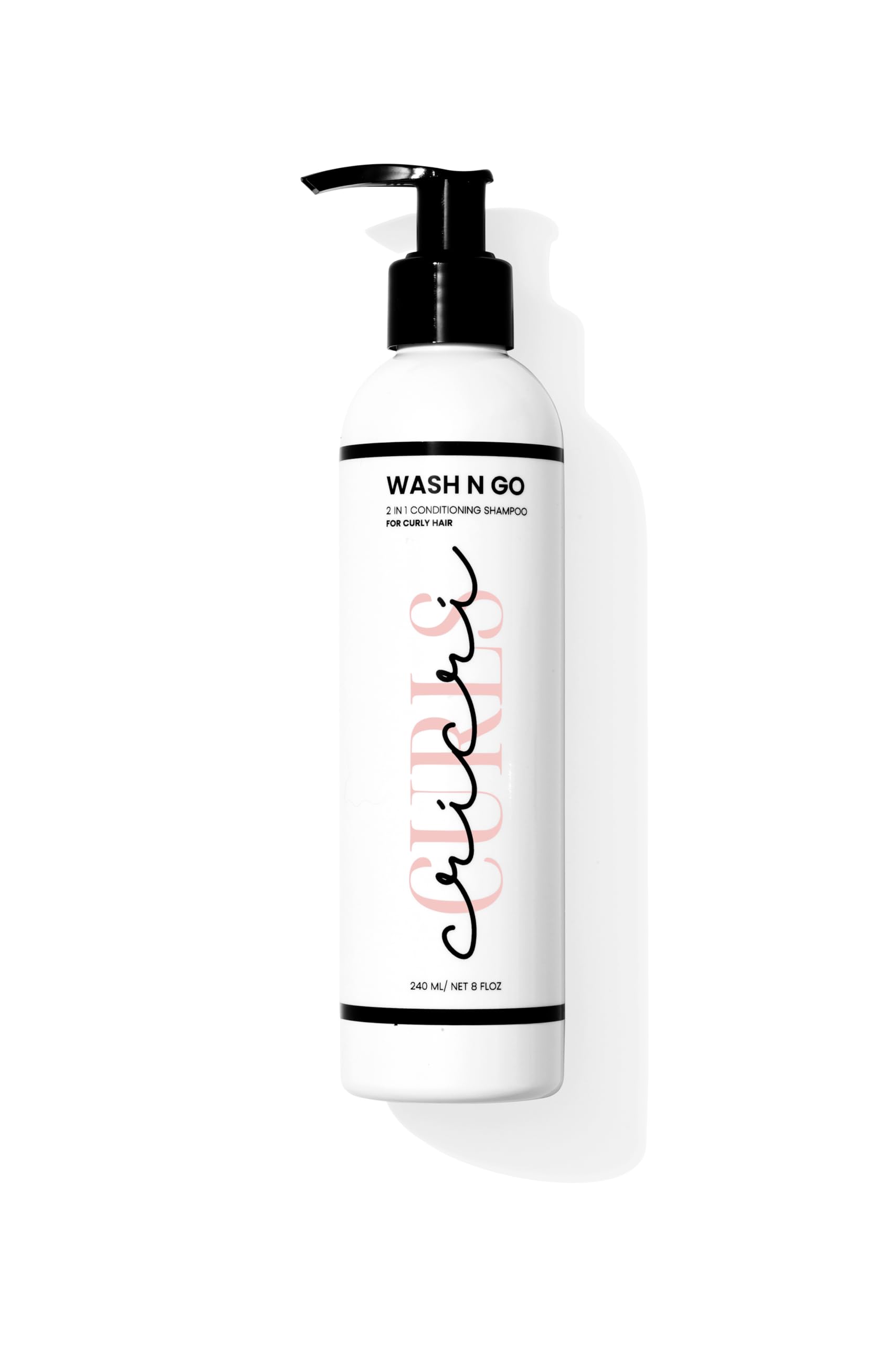 Wash N Go 2-in-1 Curly Hair Shampoo & Conditioner - Sulfate Free, Paraben Free, 8 fl oz - Hydrating & Detangling for Natural Curls (Perfect for Daily Wash & Go Routine)