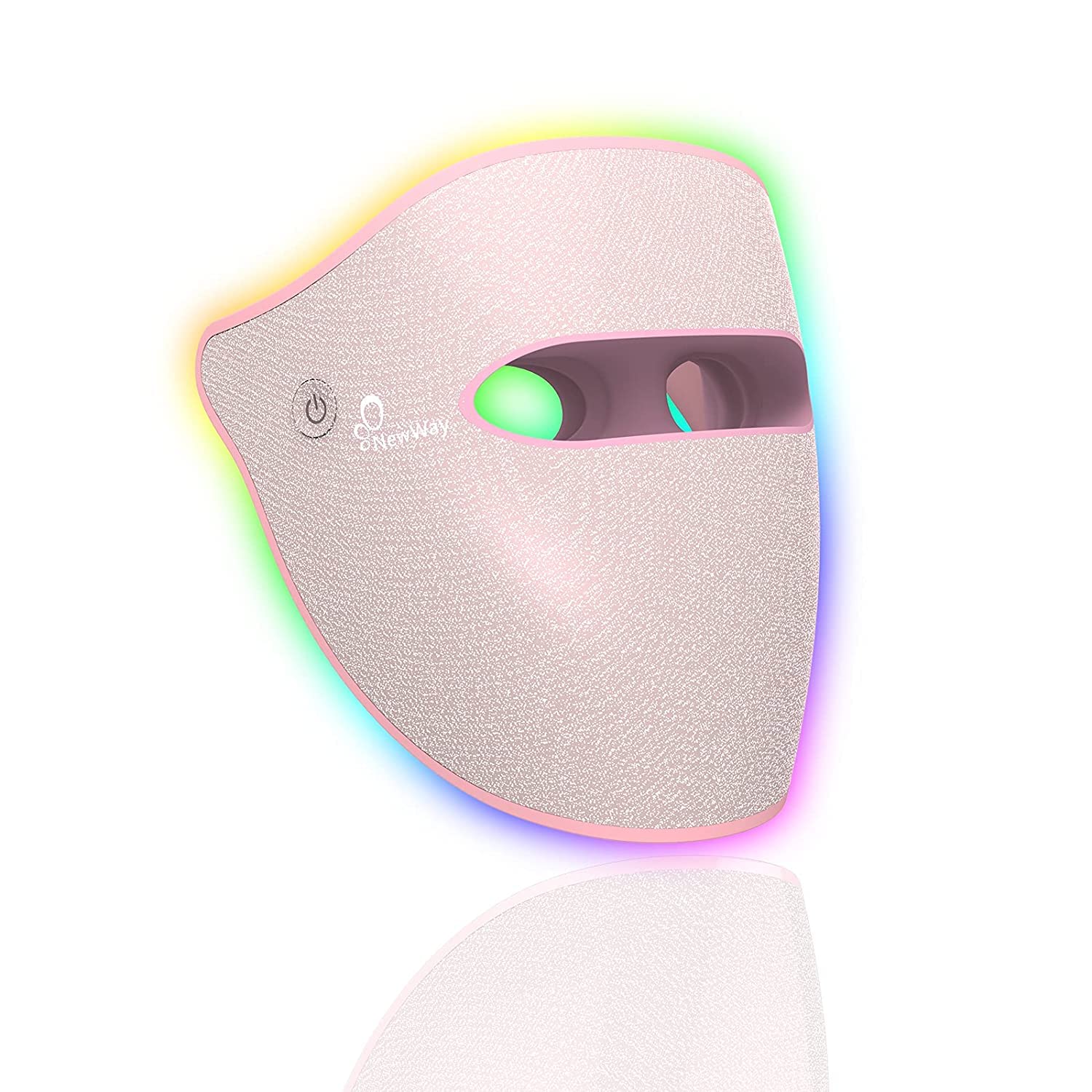 NewWay LED Face Mask Light Therapy for Acne Treatment & Skin Care - Red Light Therapy for Dark Spots & Anti-Aging - Cordless, Lightweight & Voice Prompts - Perfect for Home Spa & Skincare Routine