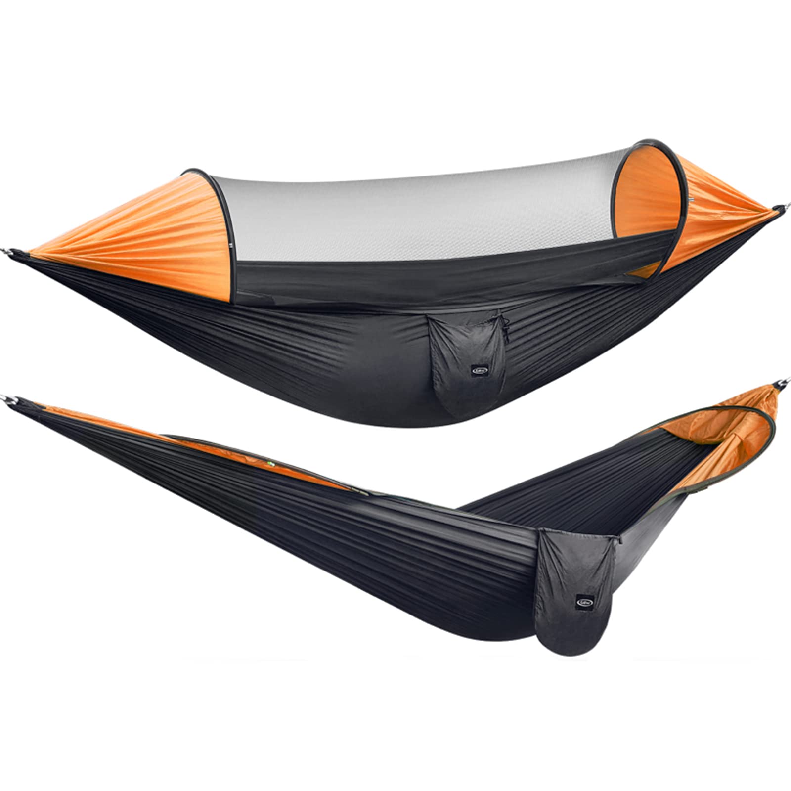 G4Free 2 Person Camping Hammock with Mosquito Net - Lightweight Portable Pop-up Parachute Hammock for Outdoor Backpacking, Hiking, Backyard Relaxation & Travel - Includes Tree Straps for Easy Setup