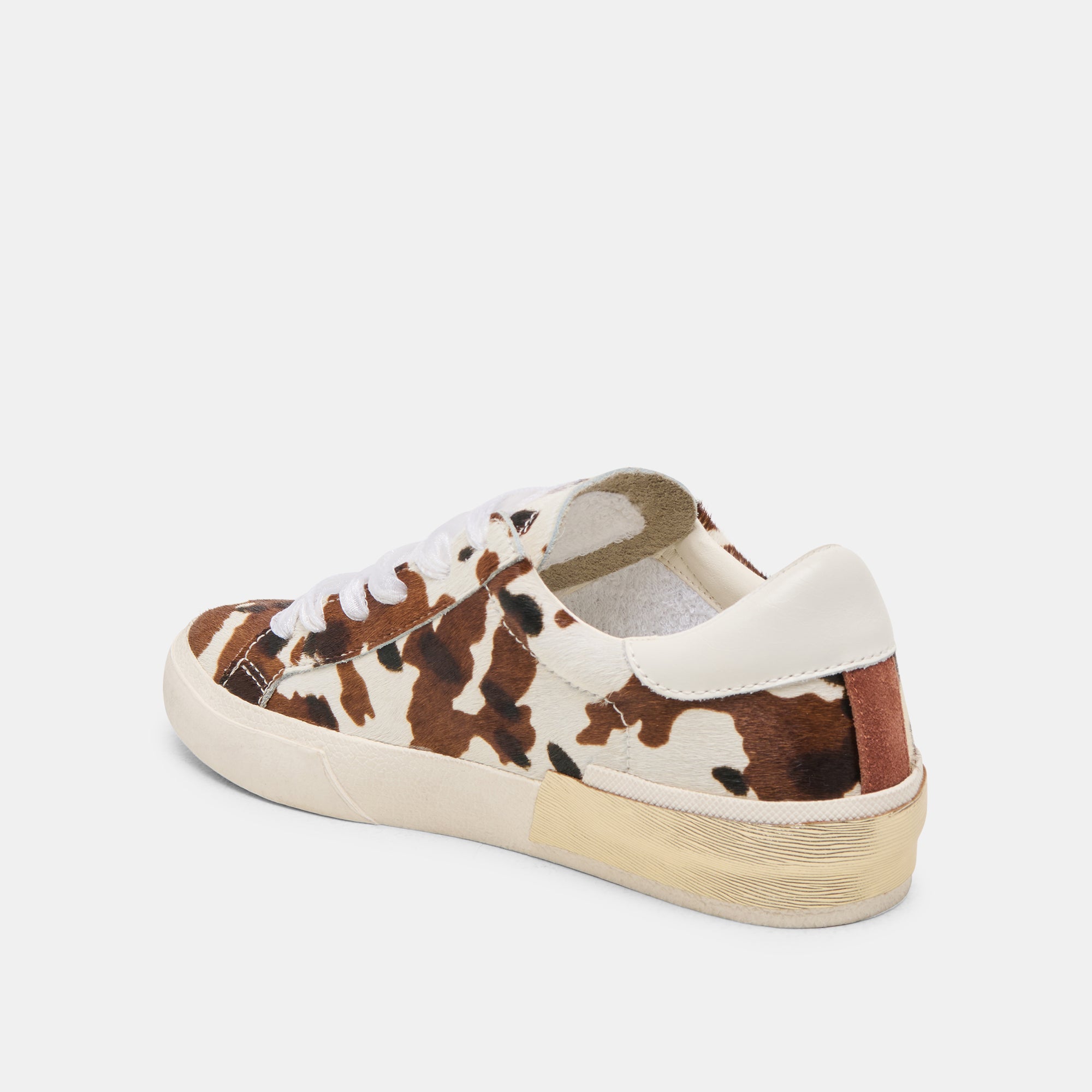 ZINA SNEAKERS Women's Fashion Sneakers - Cocoa Taurus Calf Hair Design for Comfort & Style | Perfect for Casual Wear, Work, and Everyday Outfits