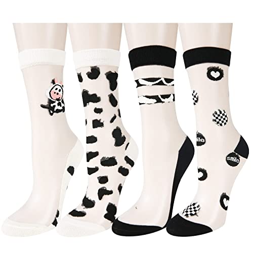 4 Pack-black White Cow Heart