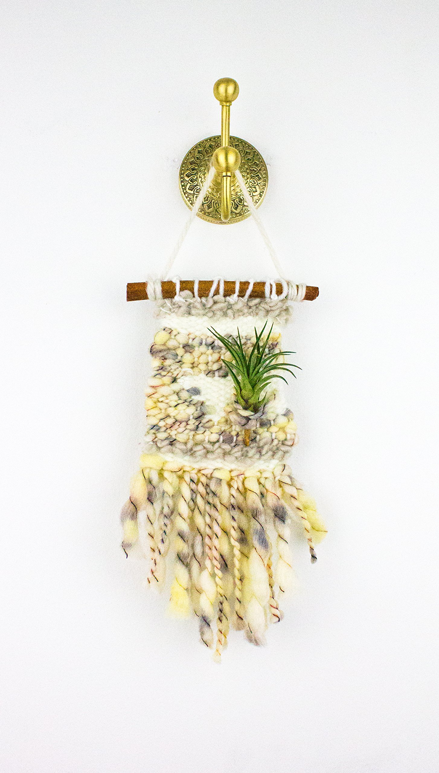 Mini Woven Tapestry Air Plant Holder - Handmade Boho Wall Hanging Decor for Tillandsia - Perfect for Home, Office, and Wedding Decorations