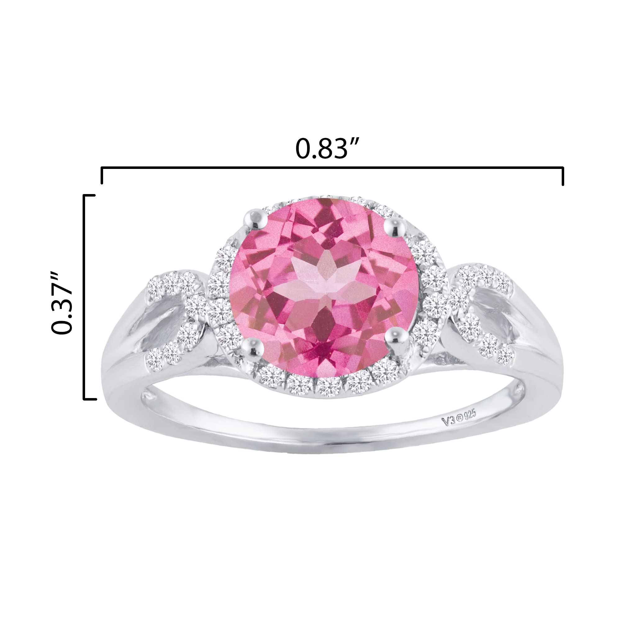 Pink Topaz & White Zircon Sterling Silver Halo Ring for Women | Elegant Jewelry Gift for Anniversary, Engagement & Special Occasions